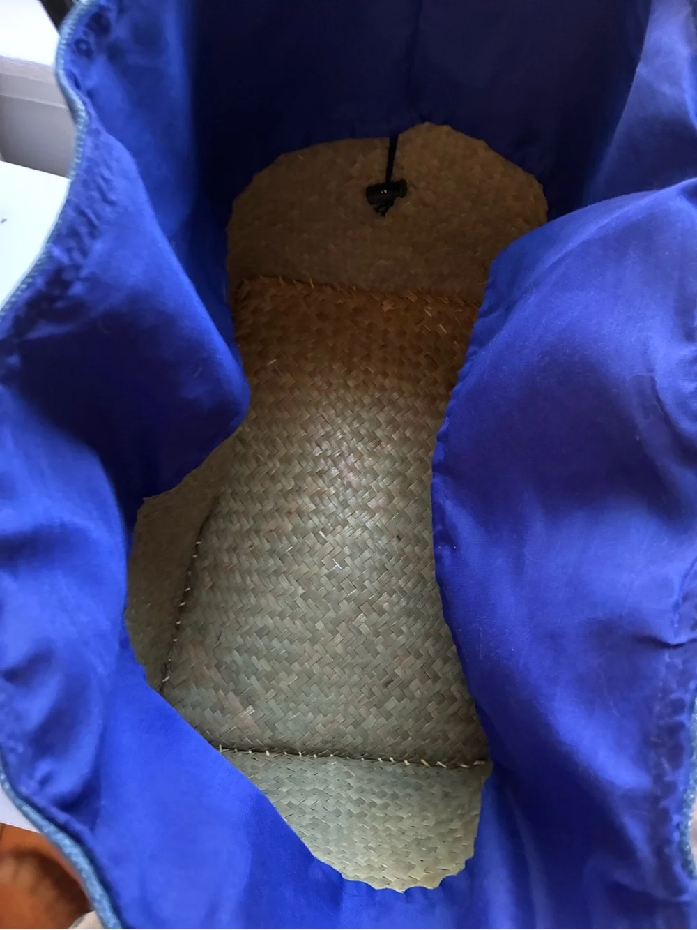 Dark Blue Denim Tote with Black Handles